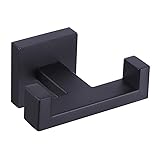 GERZWY Bathroom Matte Black Double Coat Hook SUS