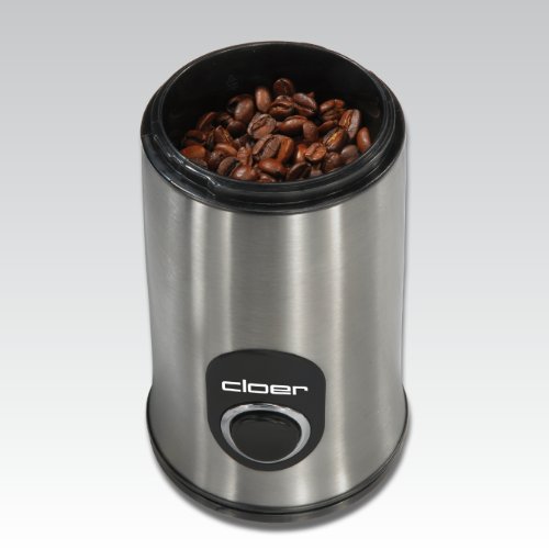Cloer 7579 Elektrische Kaffeemühle, 150 W, für bis zu 50 g Kaffeebohnen, mattiertes Edelstahlgehäuse – Bild 5