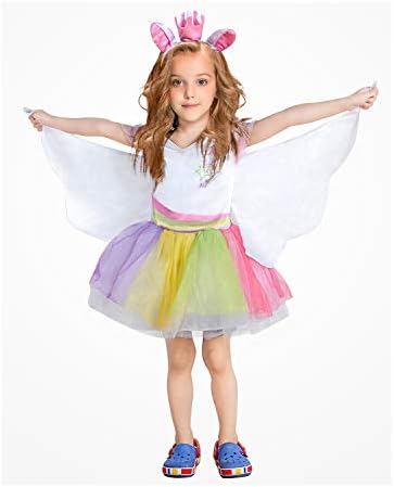 Rainbow Unicorn Dress Costume Cosplay Pageant Wings Tutu Magic Unicorn Dress for Girls with Headband for Halloween