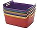 ECR4Kids Assorted Large Bendi-Bins with Handles, Stackable Plastic Storage Bins for Toys and More, Assorted Colors (6-Pack)