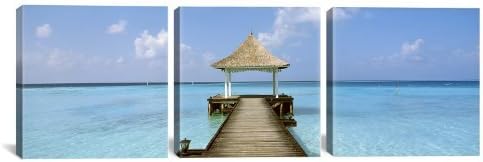 Fashion Stylish 3-Piece Beach and Pier The Maldives by Panoramic Images Canvas Art Print, 48 by 16-Inch