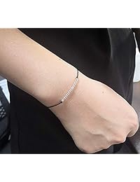 Bad Ass Pulsera Morse Code Joyería Regalo para Ella Plata de Ley Cuentas en Cordón de Seda Regalo inspirador para Ella