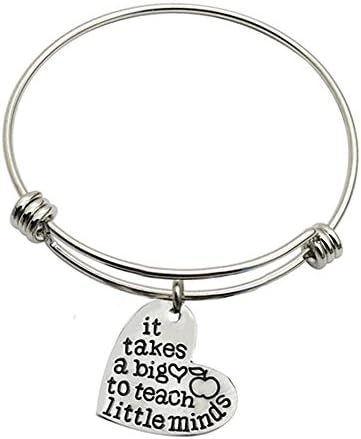 Inspirational Expandable Wire Bangle Bracelet with Engraved Message Quote on a Heart Token for Women, Girls, Friendship, Wedding Jewelry for Mothers and Teachers