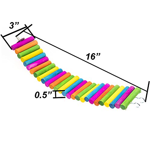 GNB Pet Colorful Wood Bridge for Hamster Mice Chinchilla Chipmunk, Small Animals Habitat Toy HM-19-16IN
