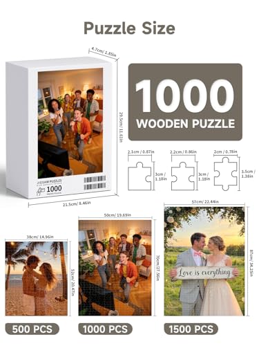 Custom Photo Puzzle- Personalized Jigsaw Puzzle from Photo, Create Your Own Puzzle with Your Picture, Gift for Wedding, Pet, Birthday, Christmas, Mother's Day (1000-Vertical)