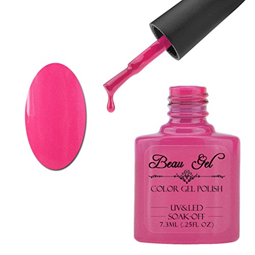 Beau Gel UV LED Soak Off Gel Nail Polish Color Lacquer 7.3ml Hot Pop Pink