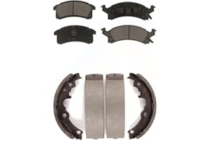 Transit Auto - Front Rear Ceramic Brake Pads And Drum Shoes Kit For Chevrolet Cavalier Pontiac Sunfire Grand Am Buick Skylark Corsica Oldsmobile Achieva Beretta Sunbird Cutlass Calais KCN-100754