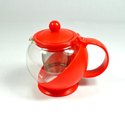 Uniware Tea Pot / Coffee Pot with Removable Stainless Steel Filter (1250ml (5 Cups), Red)