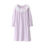 ASHERANGEL Kids Girls Retro Lace Bowknot Nightgown Long Sleeve Cotton Sleepwear