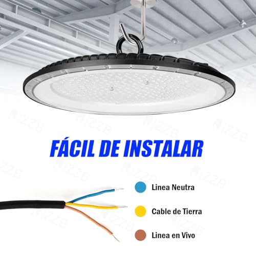 Lámpara LED Industrial UFO de Alta Bahía, 300W, Iluminación Comercial, Lámpara De Techo Jzzb LED 6500k Blanca Plafón