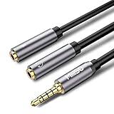 MillSO Headset Adapter CTIA 3.5mm Y Splitter Headphone Jack Splitter Adapter (3.5mm 4 Pole TRRS Male to 2 x 3 Pole Female) Compatible for Xbox One, PS4, PC, Tablet, Laptops, phone - 12inch/30CM Gray