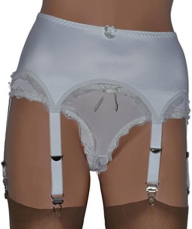 Swanky Pins Satin 6 Strap Suspender Belts in White, Red or Black Sizes S, M, L, XL or XXL