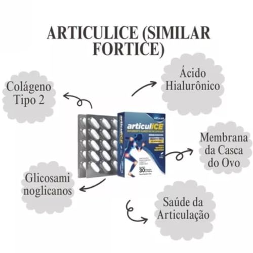 Suplemento Colágeno Tipo 2, UCII, Ácido Hialurônico, Glicosaminoglicano, NEEM Articulice com 30 comprimidos similar Fortice