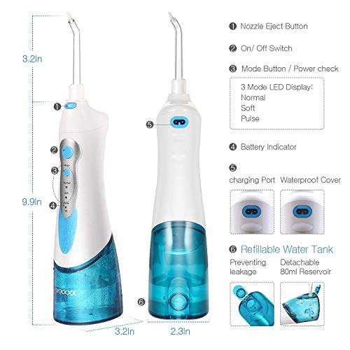 Water Flosser, Portable Oral Irrigator Rechargeable Dental Flosser IPX7 Waterproof 3-Mode Dental Care Waterjet