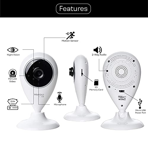 Vivitar Smart Home Security Camera, Indoor Wide Angle WiFi Camera for Home Security with Night