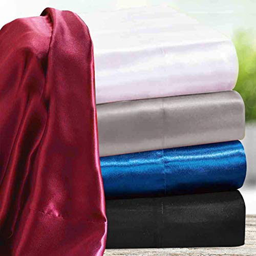 Wavveuziz Satin Sheets King Size Blue Satin Bed Sheet Set 16 Deep Pocket Silky Satin Sheet Set With 1 Fitted Sheet 1 Flat Sheet And 2 Pillow Cases Wrinkle Fade Stain Resistant 4 Piece Pricepulse