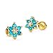 14k Gold Plated Brass Flower Cubic Zirconia Screwback Baby Girls Earrings with Sterling Silver Post