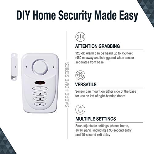 SABRE Wireless Elite Home and Commercial Door Security Alarm with LOUD