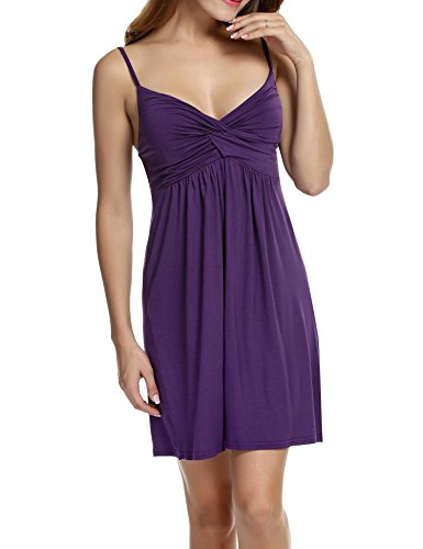 Hotouch Women's Nightshirts Sexy Chemise Slip Nightgown Purple M - Thumbnail 2