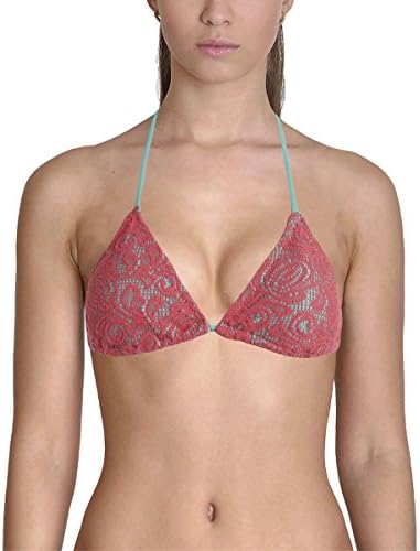 Raisins Womens Crochet Slide Swim Top Separates Pink L