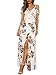 Simplee Apparel Women's Strap Ruffle Cold Shoulder Floral Print Wrap Maxi Dress Beach,White,8