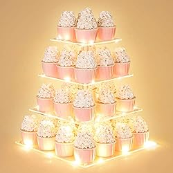 4 Tier Cupcake Stand with LED String Light, Acrylic