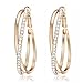 Gemini Women's Jewerly 18k Yellow Gold Filled CZ Diamonds Hoop Earrings Valentine's Day Gifts Gm032Yg 1.5 inches