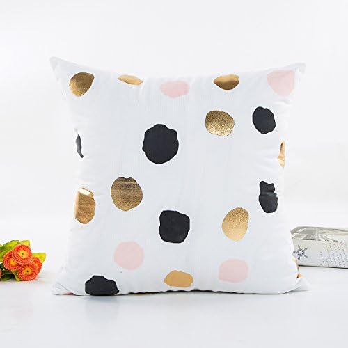 Kingla Home Decorative Square Throw Pillow Covers Bronzing Home Pillowcase 18 Inches Pineapple Geometry Stripes Dots Love Square Cushion Covers For Sofa (AD008)