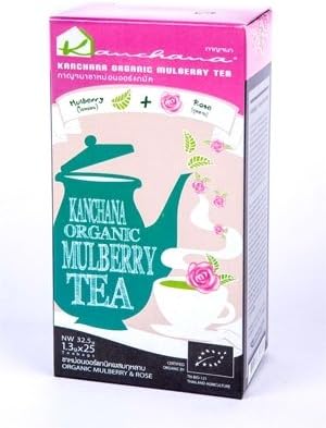 Kanchana Thai Herbal Premium Organic Mulberry Tea & Rose 25 Sachets Net Wt. 32.5 G.