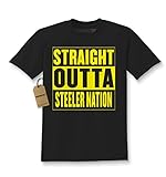 Kids Straight Outta STEELER Nation T-Shirt Large Black