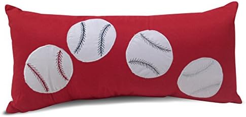 Beco Home 100-Percent Polyester Decorative Lumbar Pillow, Baseball Red