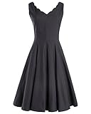 OUGES Womens Scalloped V-Neck Vintage Fit and Flare Cocktail Dress