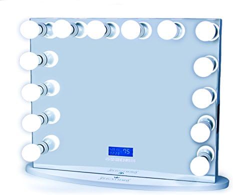 ReignCharm Hollywood Vanity Mirror, 14 LED Light Bulbs, Bluetooth Speaker, USB Ports &amp; Outlets, 32-inches by 25-inches