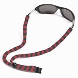 Chums Original Cotton Standard End Eyewear Retainer, Red/Gray Stripe