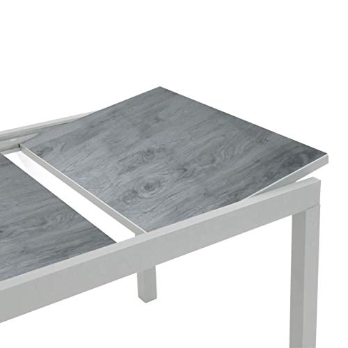 greemotion Ausziehtisch Monza, Glastischplatte, Keramiklook, 160/240 x 75 x 90cm, Silber / Grau – Bild 7
