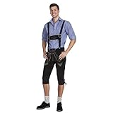 Gaudi-leathers Men's German Trachten Lederhosen Trousers long, Costumes for Bavarian Oktoberfest, Carnival or Halloween, in Black