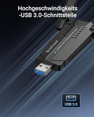BrosTrend WiFi 6E AXE3000 WLAN Stick Linux Plug & Play for Ubuntu, Fedora, Kali, Mint, Raspberry Pi OS, Manjaro, etc. Tri-Band High Gain USB WLAN Adapter for PC, Compatible with Kernel 5.18 and Newer