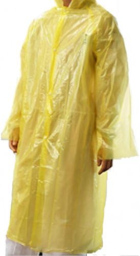 Raincoat 100% BPA Free 100% Waterproof Reusable Emergency Disposable Poncho with Hood Hiking Camping Fishing Raincoat One Size Adult Fit 3 packs(Yellow, White, Blue)