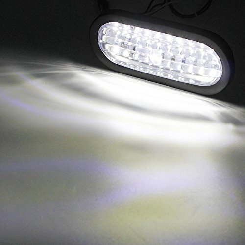 Partsam Set/2 Submersible 6" Oval White Stop Turn Tail Reverse Lights 30 LED w/Flush Mount