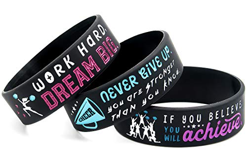 12-Pack-Cheerleading-Wristbands-with-Motivational-Quotes-Wholesale-Bulk-Bracelets-for-Cheer-Party-Favors-Supplies-Giveaway-Gifts-for-Cheerleading-Team-Ladies-Size-for-Girls-Women-Cheerleaders
