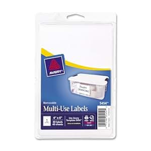 Amazon.com : Avery White Removable Print or Write Labels, 6 Inches x 4 Inches, Pack of 40 (5454 ...
