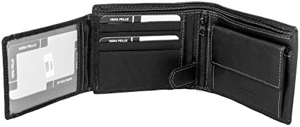 Wallet man real leather LUCIANO POLLINI black with side patch A3302