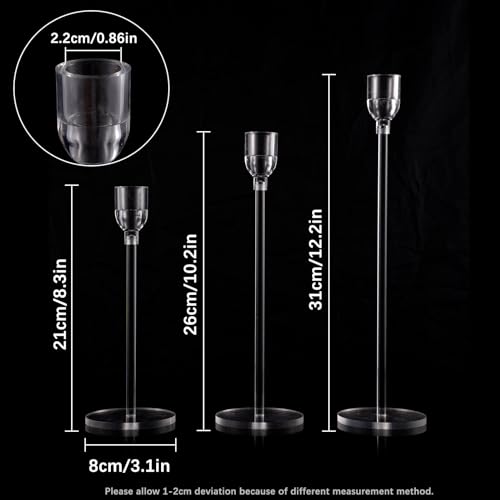 TERRIFI 6 Pcs Acrylic Candle Holders, Taper Candle Holder Set for Table Centerpieces, Decorative Candlestick Holders for Wedding Decor, Dining Room