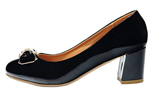 INDEX Low-Heels With Cute Butterfly Knot Simple Shoes For Women (7.5 B(M) US, Black)