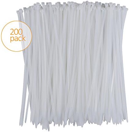 Nylon Cable Zip Ties, YIDINHO 200 Pack 12 Inch Heavy Duty Self-Locking Fasten Wrap Nylon Cable Straps Industrial Grade Wire Ties for Organizing Wires, Home, & Office Use, White