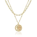 Gold Moon Pendant Necklace for Women,14K Gold