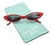 Mini Vintage Retro Extra Narrow Oval Round Skinny Cat Eye Sun Glasses Clout Goggles (Red Frame | Black)