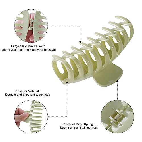 ONSTUY Large Hair Clips,4 Inch Hair Clip for Women and Girls,Non-slip Big Claw Hair Clips for Thick Hair and Thin Hair,Hair Clips for Styling,Plastic Material,4 Color Available(4 Packs)