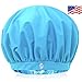 TURBELLA Pro Shower Cap for Women | Waterproof Breathable Fabric Removes Humidity to Keep Hair Dry + Styled | Adjustable Anti Slip Band | Big + Reusable | Swarovski | Made in USA Quality | Gift Box