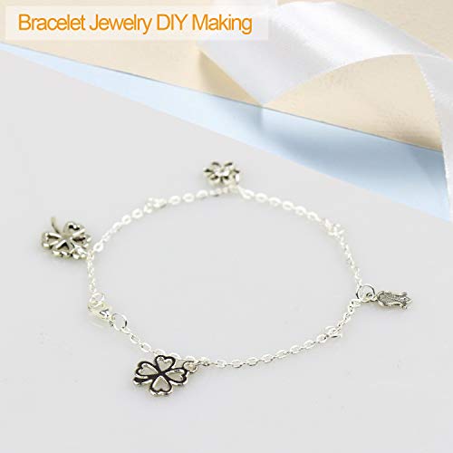 33 Feet Necklace Jewelry Chain with 50 Charms Pendants, 80 Jump Rings and 30 Lobster Clasps Stainless Steel Silver Plated Jewelry Chain for Bracelet Making Jewelry Repair